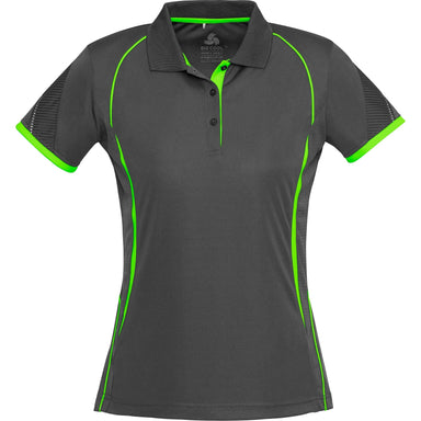 Ladies Razor Golf Shirt-L-Grey with Lime-GYL