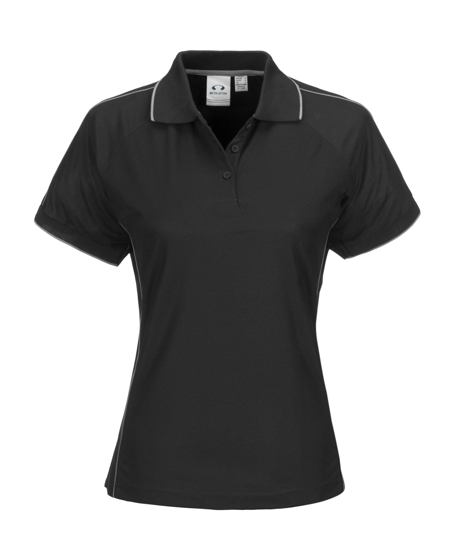 Ladies Resort Golf Shirt - White Only-L-Black-BL
