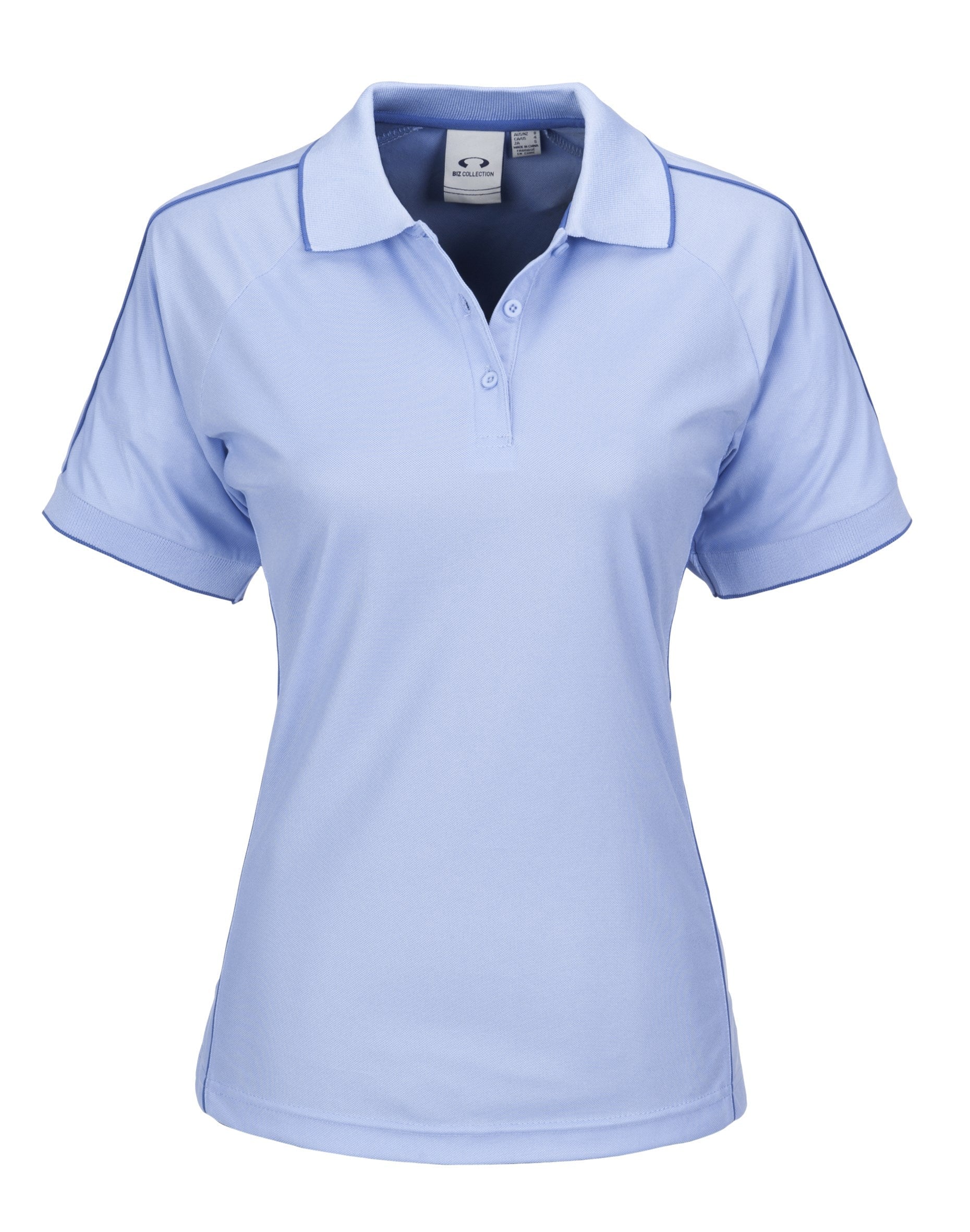 Ladies Resort Golf Shirt - White Only-L-Light Blue-LB