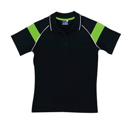 Ladies Score Golf Shirt - White Red Only-2XL-Black With Lime-BLL