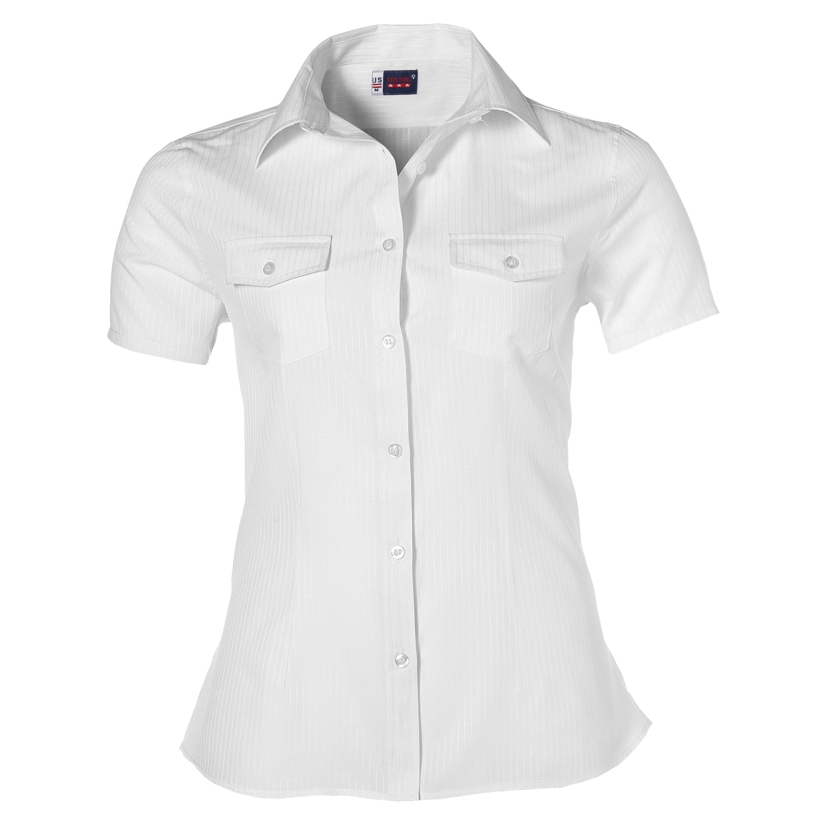 Ladies Short Sleeve Bayport Shirt - Black Only-2XL-White-W