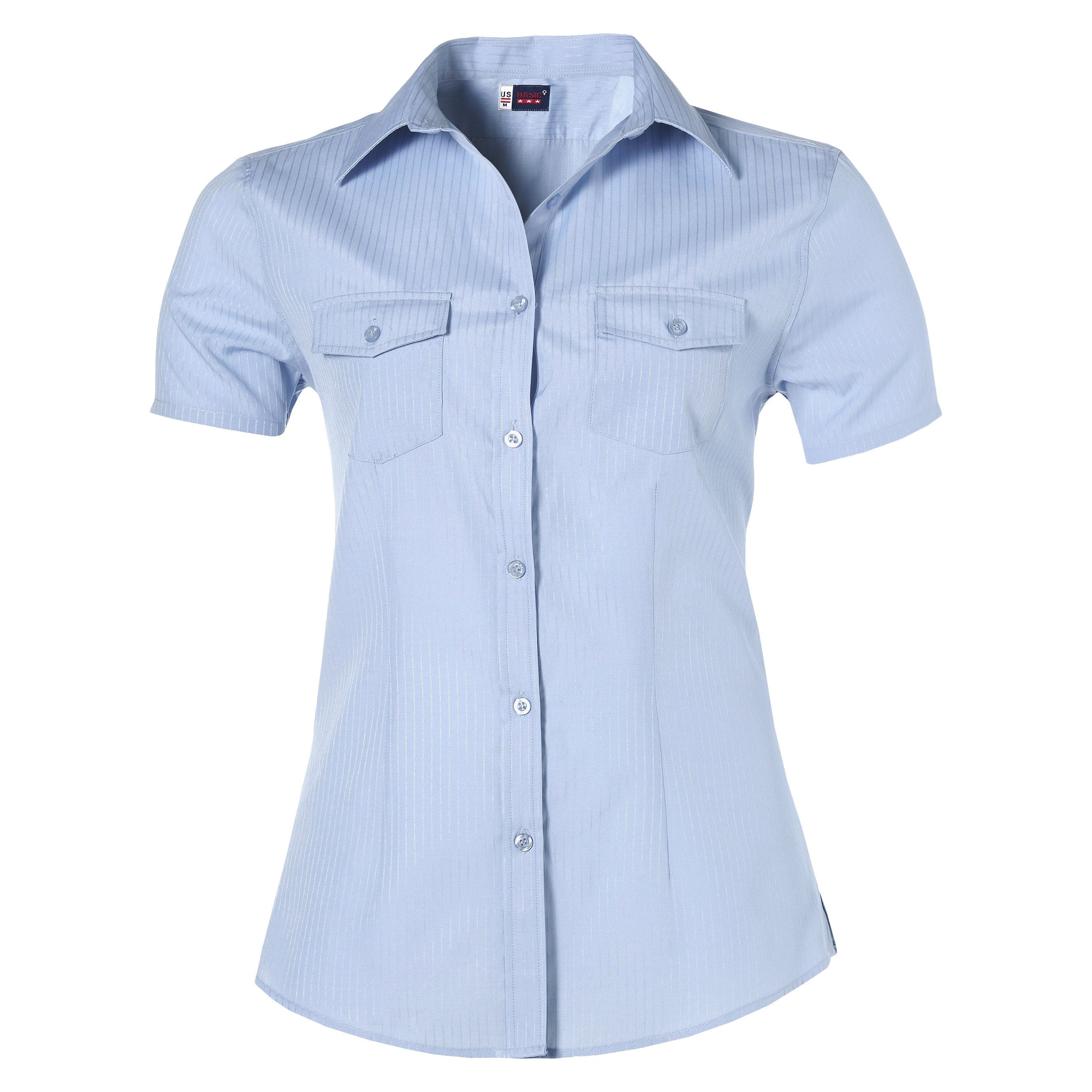 Ladies Short Sleeve Bayport Shirt - Black Only-2XL-Light Blue-LB