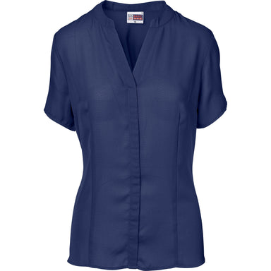 Ladies Short Sleeve Ava Blouse-L-Navy-N