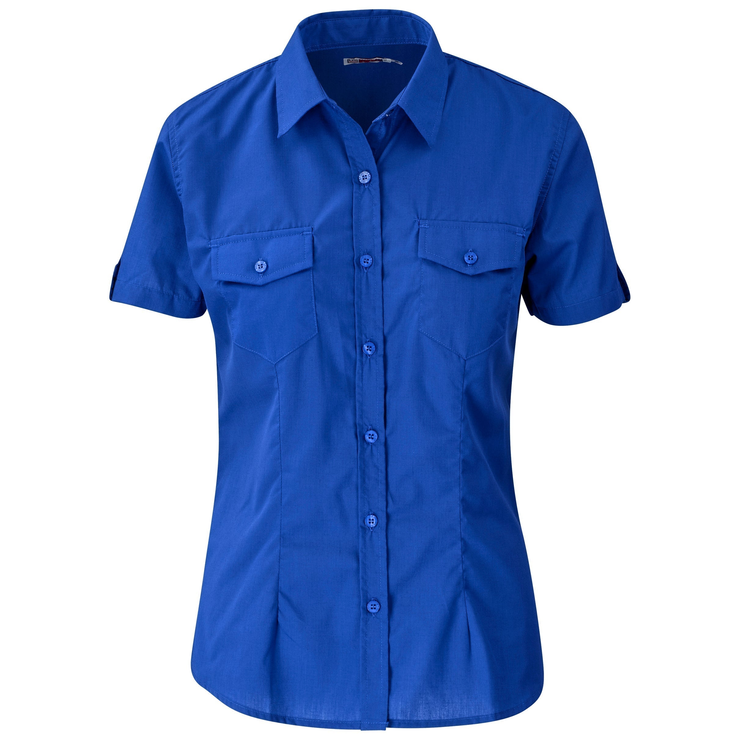 Ladies Short Sleeve Kensington Shirt-L-Royal Blue-RB