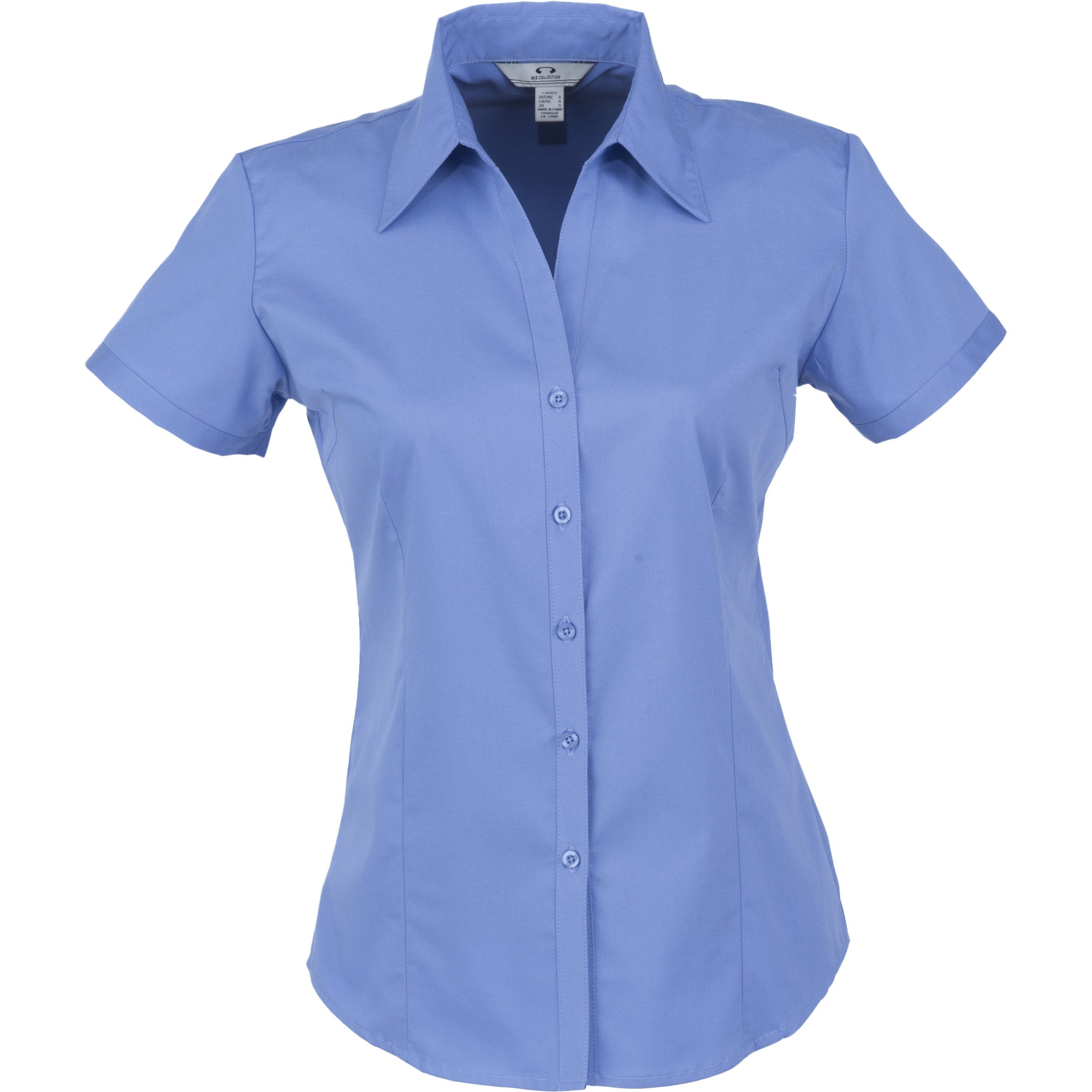 Ladies Short Sleeve Metro Shirt - Black Only-2XL-Blue-BU