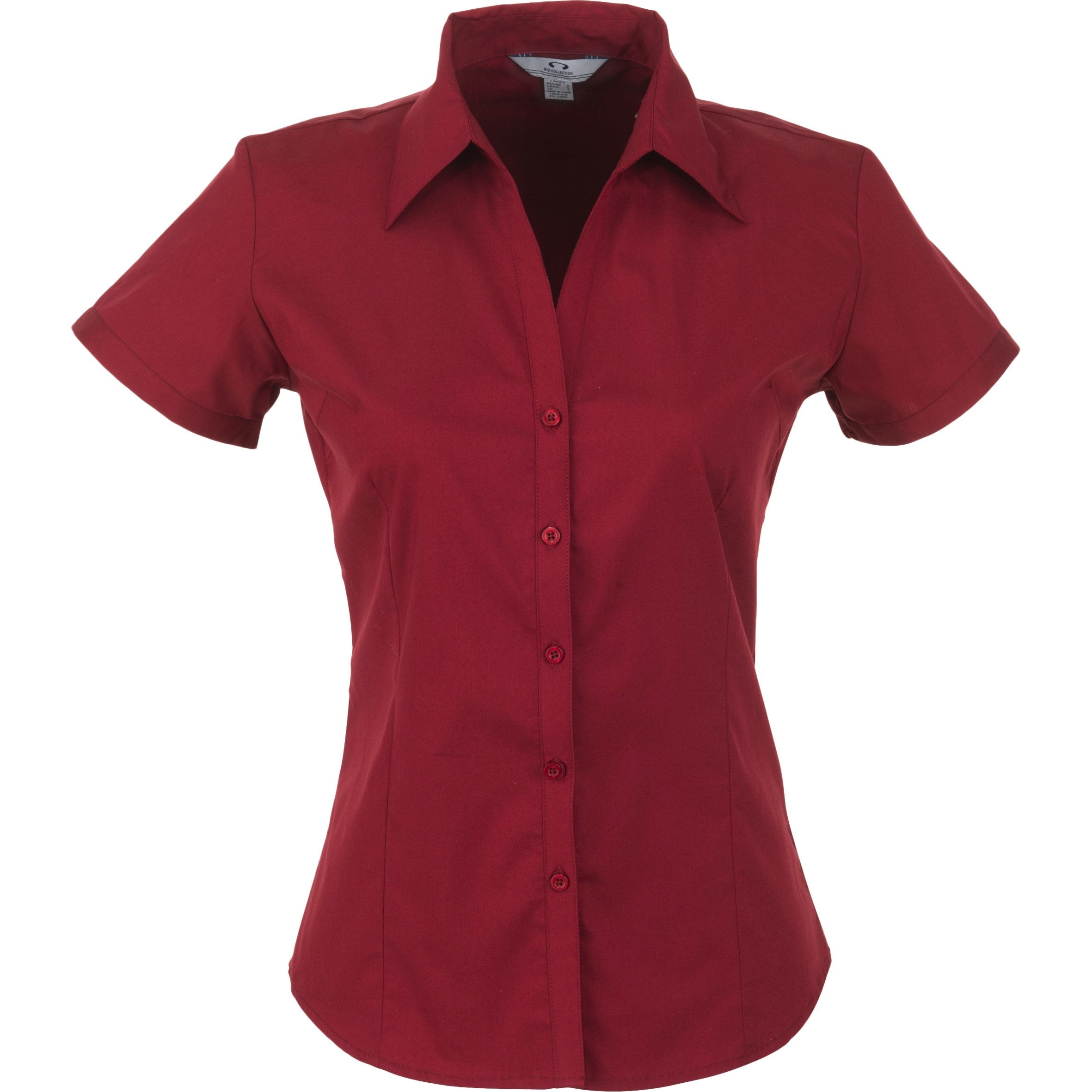Ladies Short Sleeve Metro Shirt - Black Only-2XL-Red-R