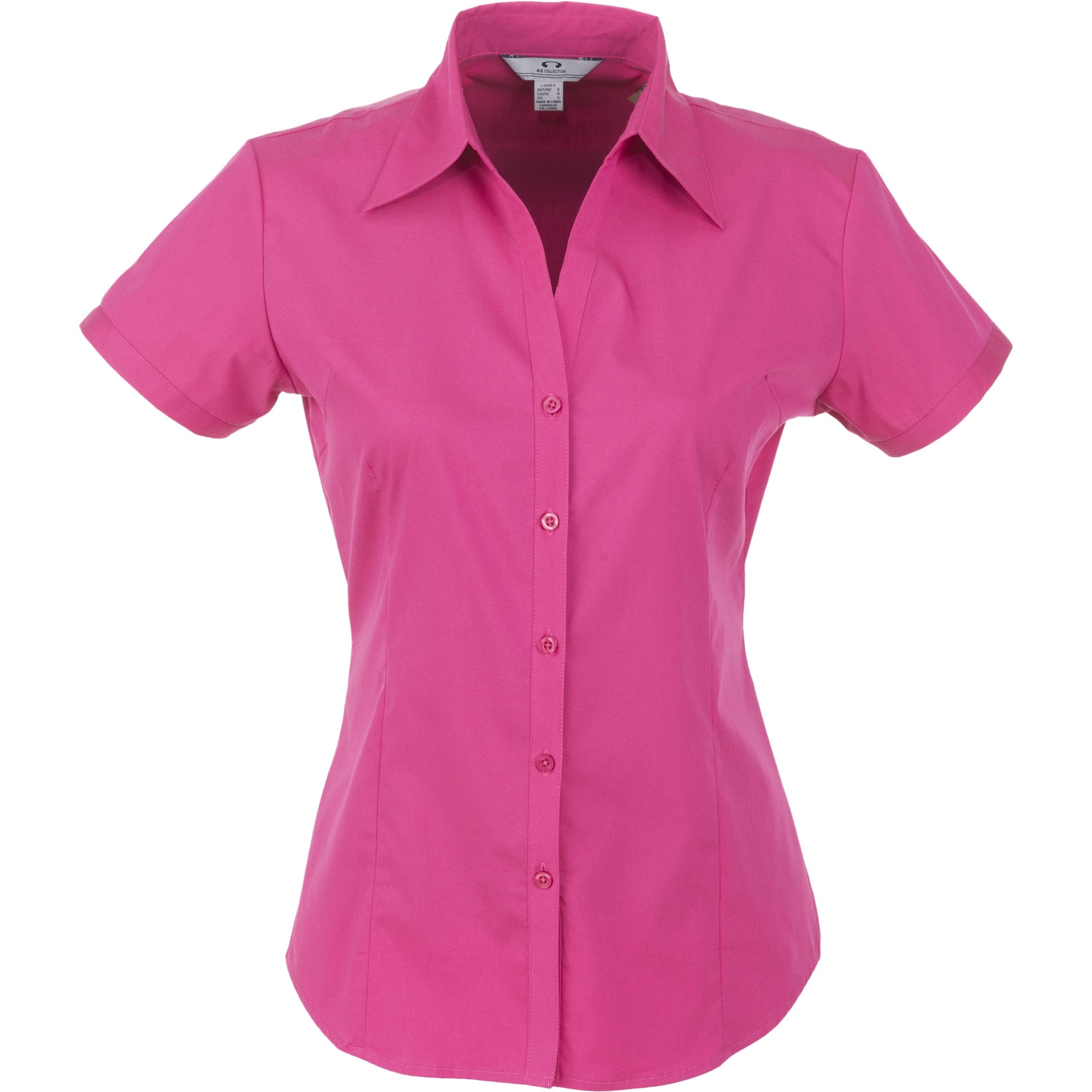 Ladies Short Sleeve Metro Shirt - Black Only-2XL-Fuscia-F