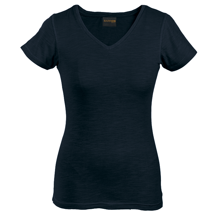 Ladies Slub V Neck T-Shirt Black / XS / Last Buy - T-Shirts