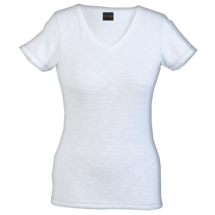 Ladies Slub V Neck T-Shirt White / XS / Last Buy - T-Shirts