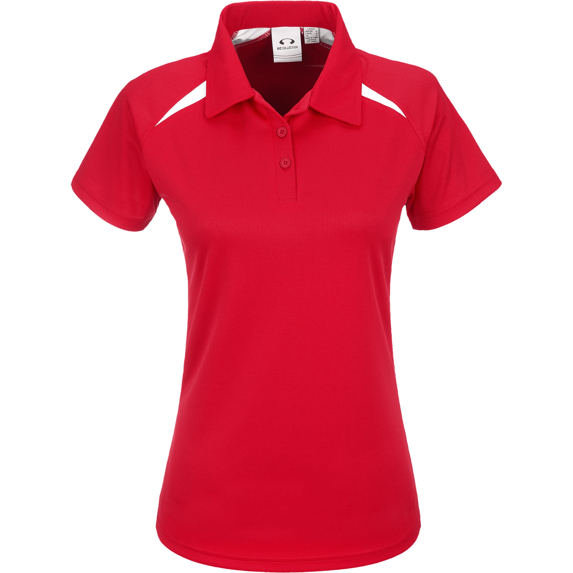 Ladies Splice Golf Shirt-L-Red-R