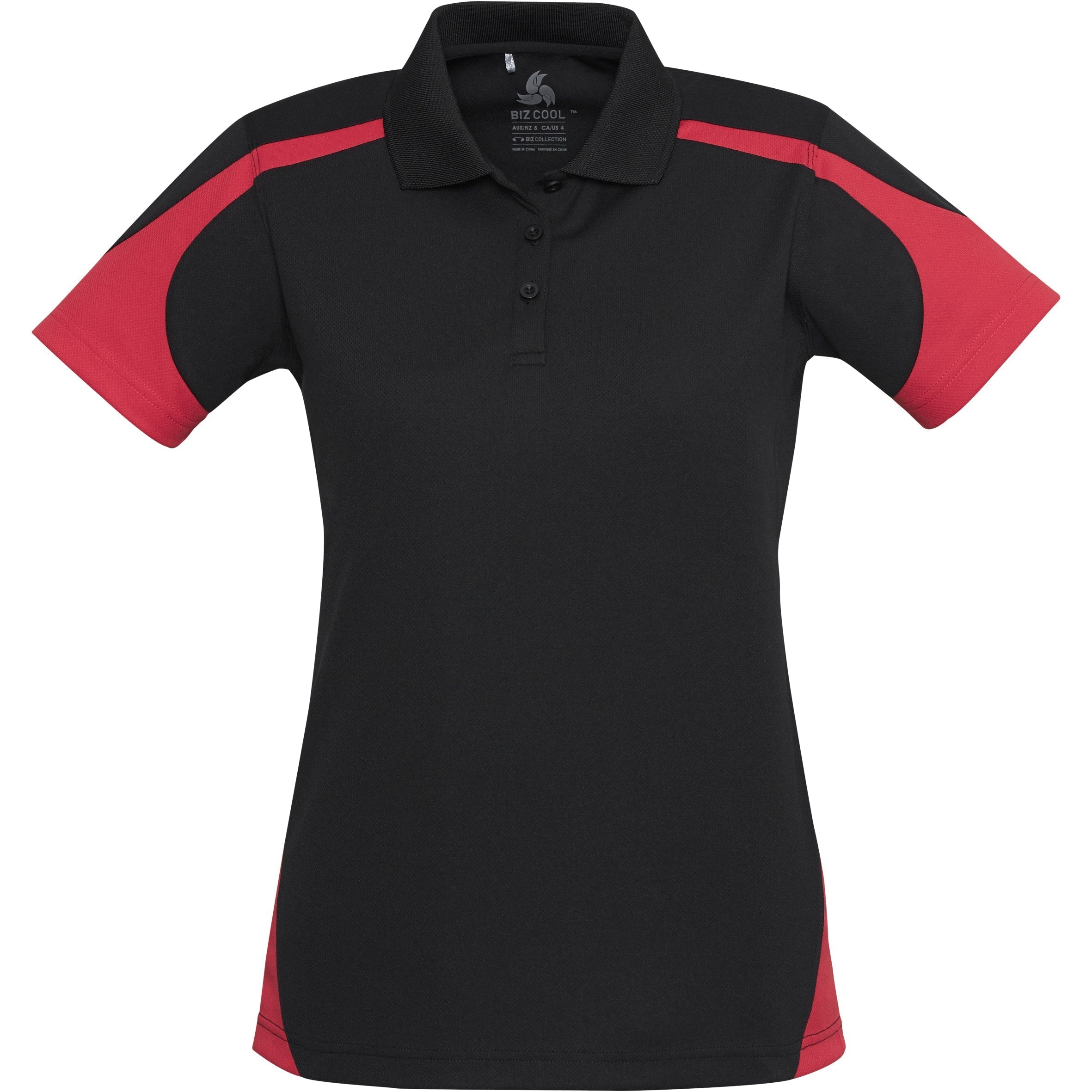 Ladies Talon Golf Shirt-L-Black With Red-BLR
