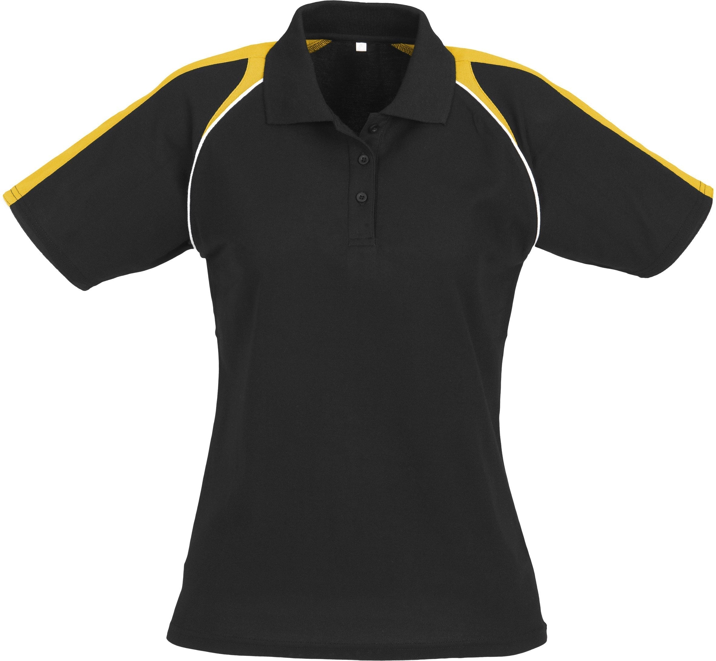 Ladies Triton Golf Shirt - Black Yellow Only-L-Black With Yellow-BLY
