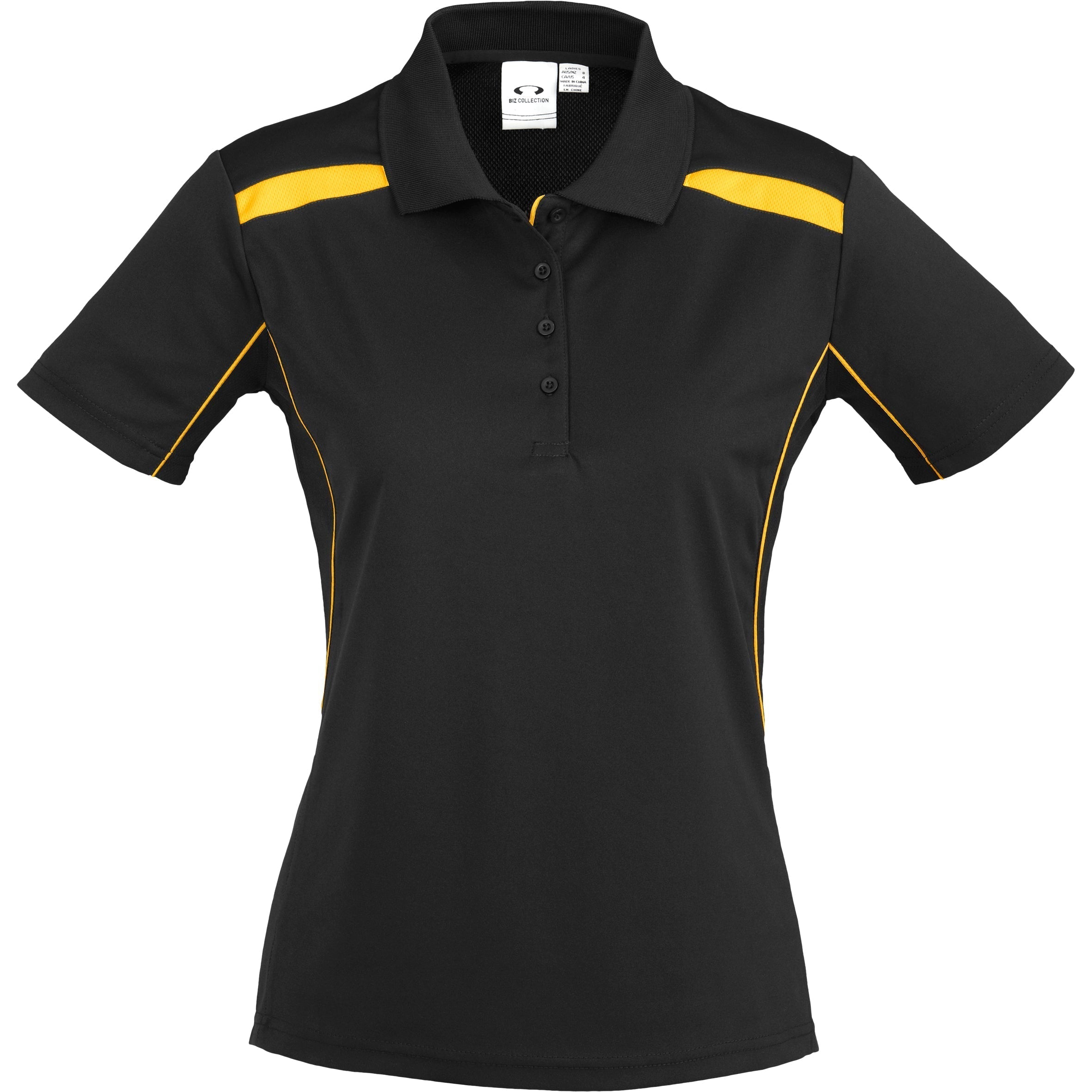 Ladies United Golf Shirt - White Navy Only-L-Black With Yellow-BLY