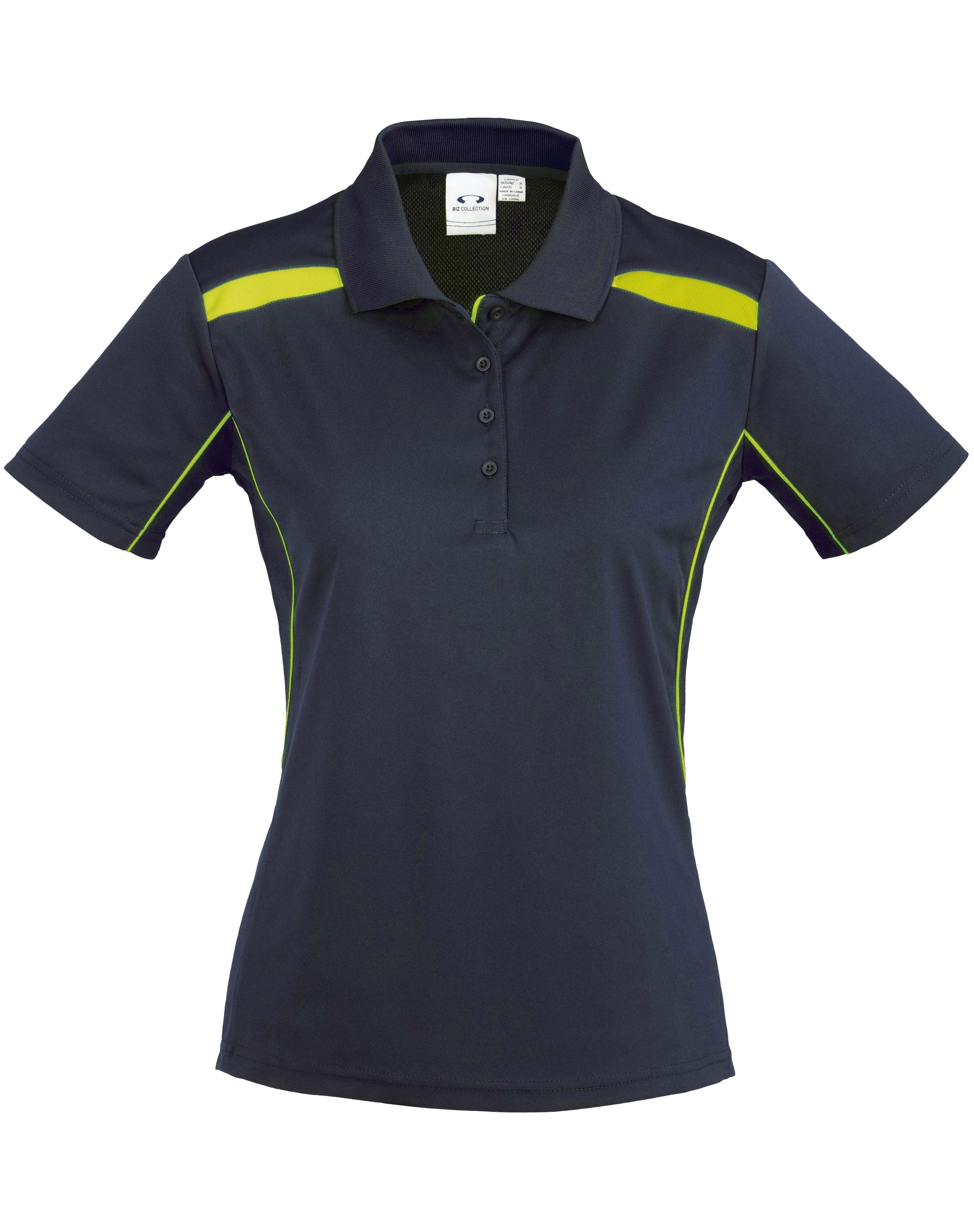Ladies United Golf Shirt - White Navy Only-L-Navy With Lime-NL