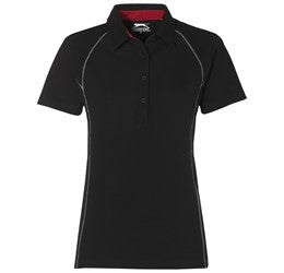 Ladies Victory Golf Shirt - Red Only-L-Black-BL