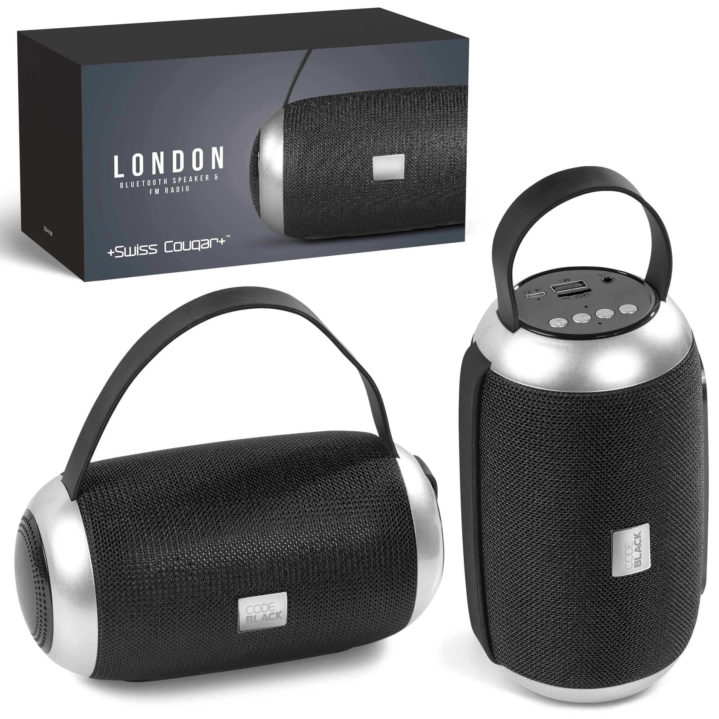 Swiss Cougar London Bluetooth Speaker & Fm Radio-Black-BL