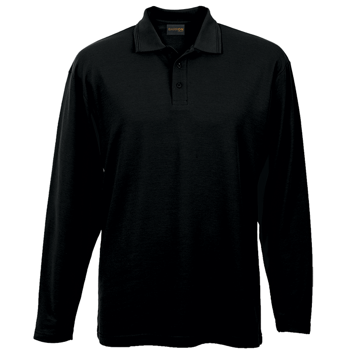 Mens 175g Pique Knit Long Sleeve Golfer Black / SML / Regular - Golf Shirts