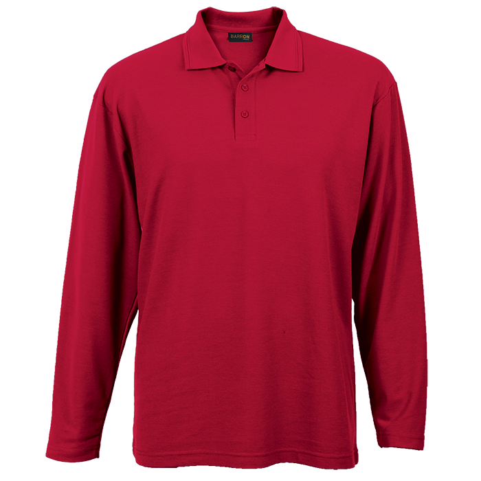 Mens 175g Pique Knit Long Sleeve Golfer Red / SML / Regular - Golf Shirts