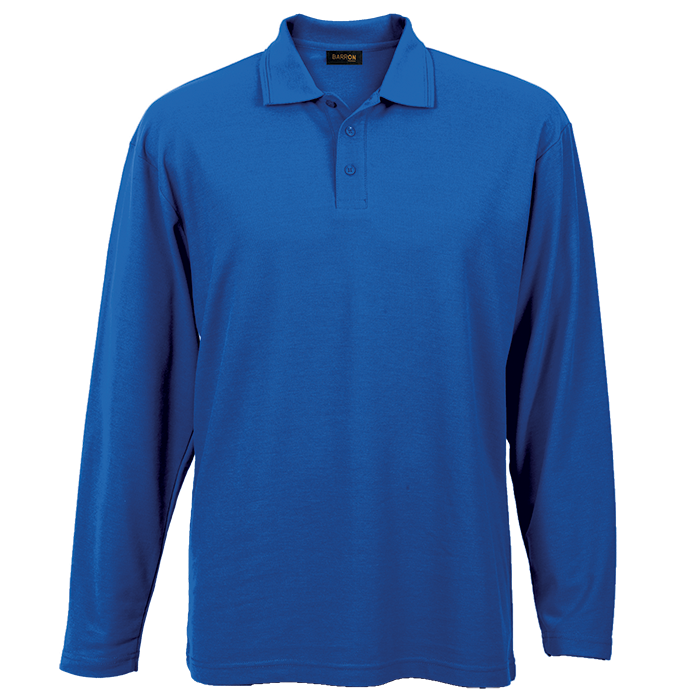 Mens 175g Pique Knit Long Sleeve Golfer Royal / SML / Regular - Golf Shirts