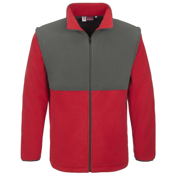 Mens Benneton Zip-Off Micro Fleece Jacket - Khaki Only-Coats & Jackets-L-Red-R