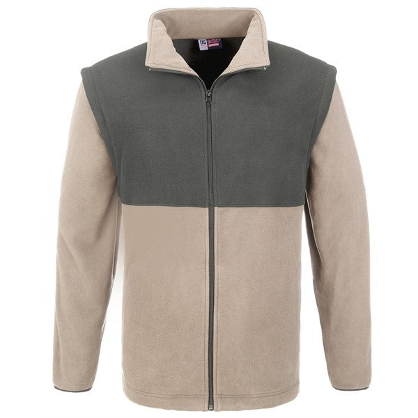 Mens Benneton Zip-Off Micro Fleece Jacket - Khaki Only-Coats & Jackets-L-Khaki-KH