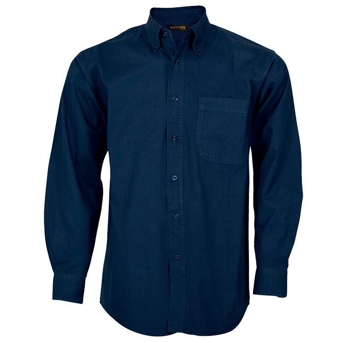 Mens Brushed Cotton Twill Lounge Long Sleeve  Navy