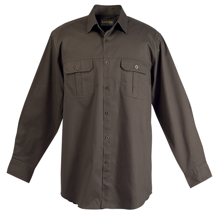 Mens Bush Shirt Long Sleeve Safari / SML / Regular - 