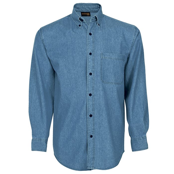 Mens Denim Shirt Long Sleeve Mid Blue / 3XL / Regular - Shirts-Corporate