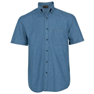Mens Denim Shirt Short Sleeve  Mid Blue / 3XL / 
