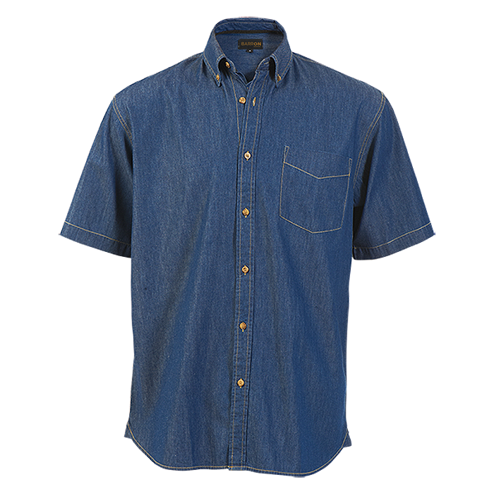 Mens Denver Denim Shirt Short Sleeve Dark / SML / Regular - Shirts-Corporate