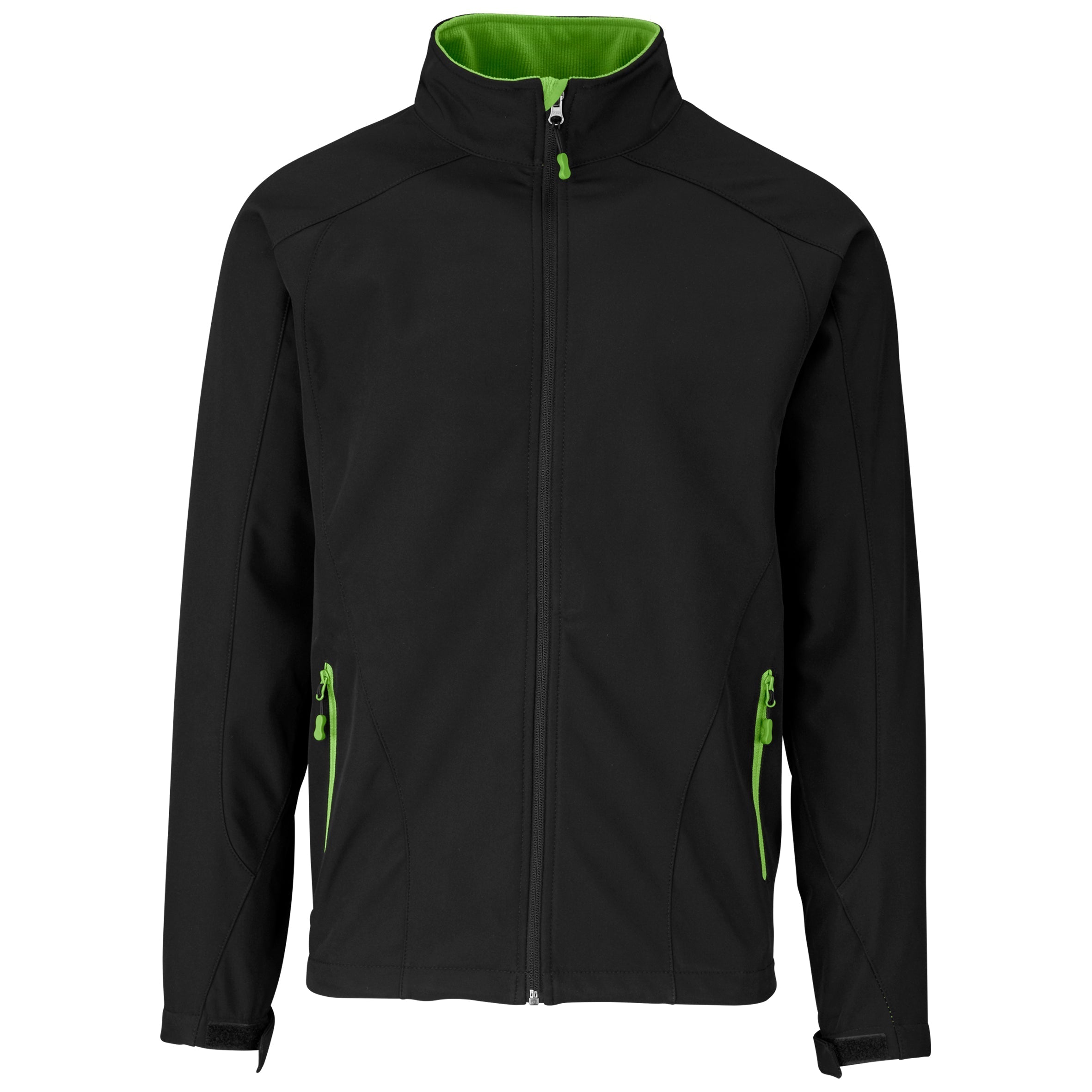 Mens Geneva Softshell Jacket-Coats & Jackets-2XL-Black With Green-BLG