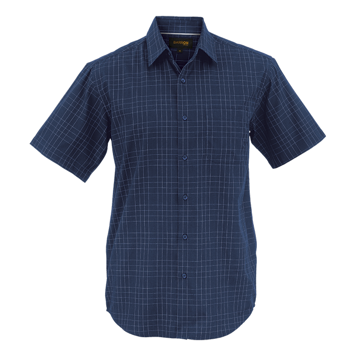 Mens Hamilton Check Lounge Short Sleeve Navy / SML / Regular - Shirts-Corporate