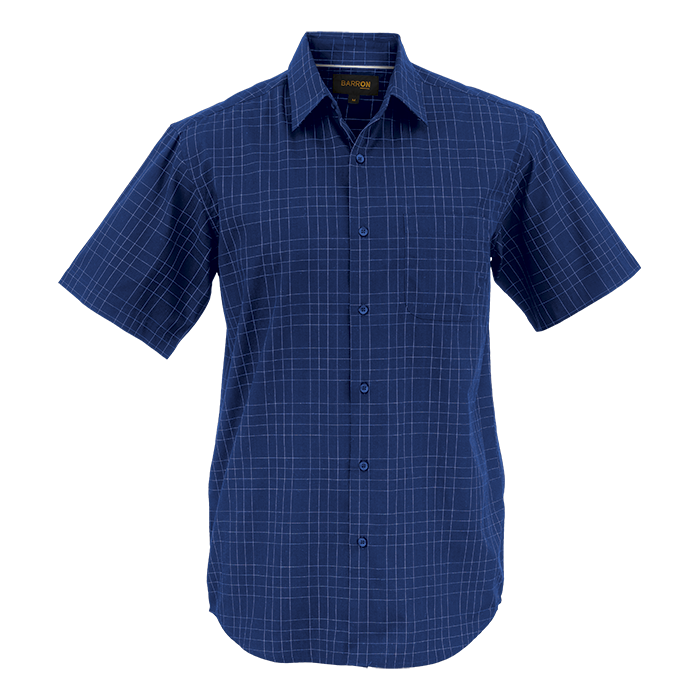 Mens Hamilton Check Lounge Short Sleeve Royal / SML / Regular - Shirts-Corporate