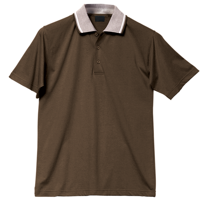 Mens Jacquard Collar Golf Shirt Khaki / LAR / Regular - Shirts