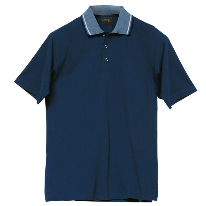 Mens Jacquard Collar Golf Shirt Navy / LAR / Regular - Shirts