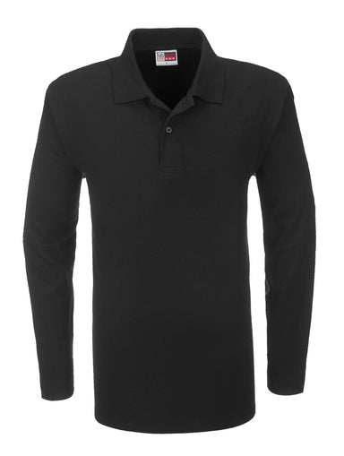 Mens Long Sleeve Boston Golf Shirt - Black Only-2XL-Black-BL