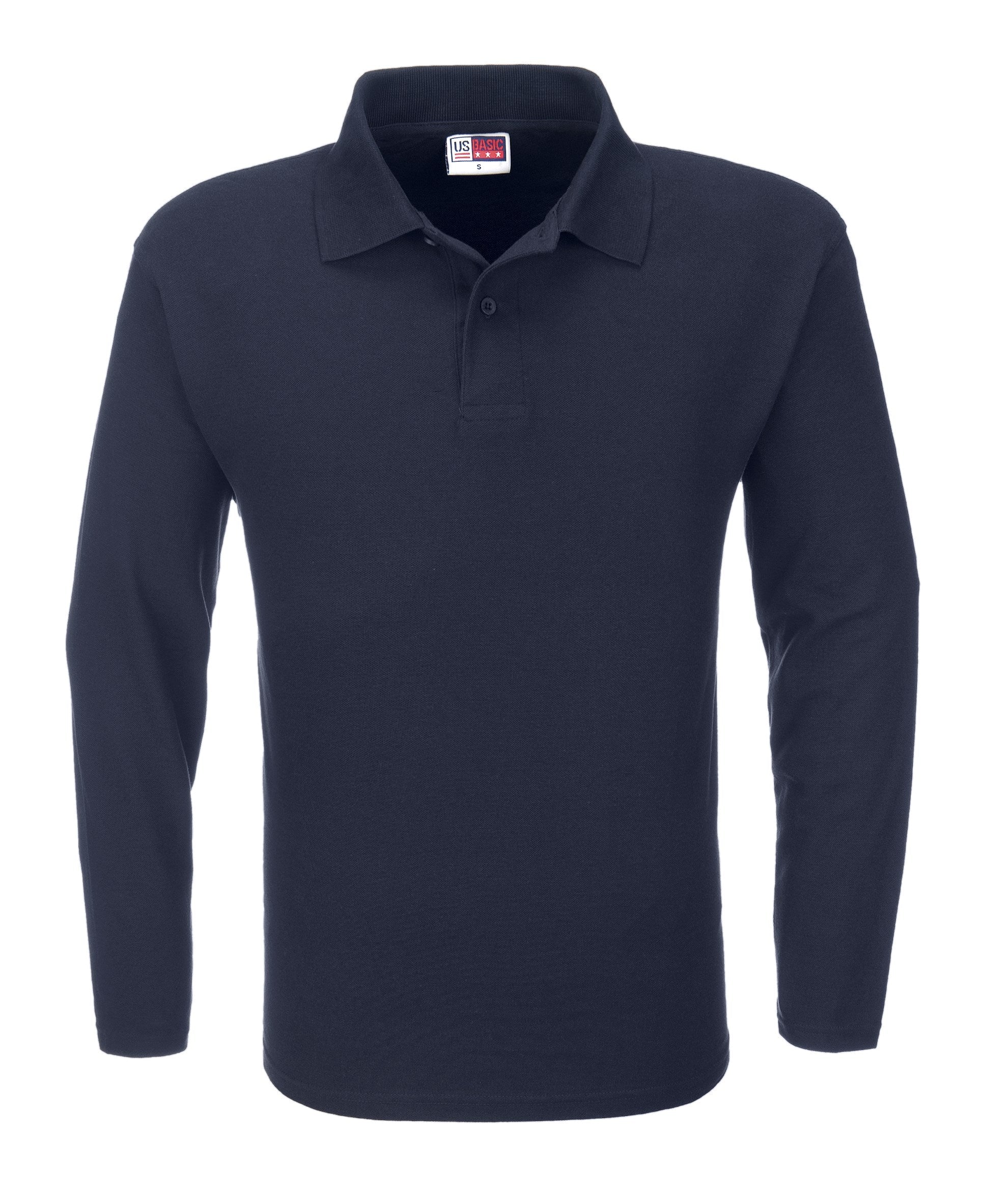 Mens Long Sleeve Boston Golf Shirt - Black Only-2XL-Navy-N