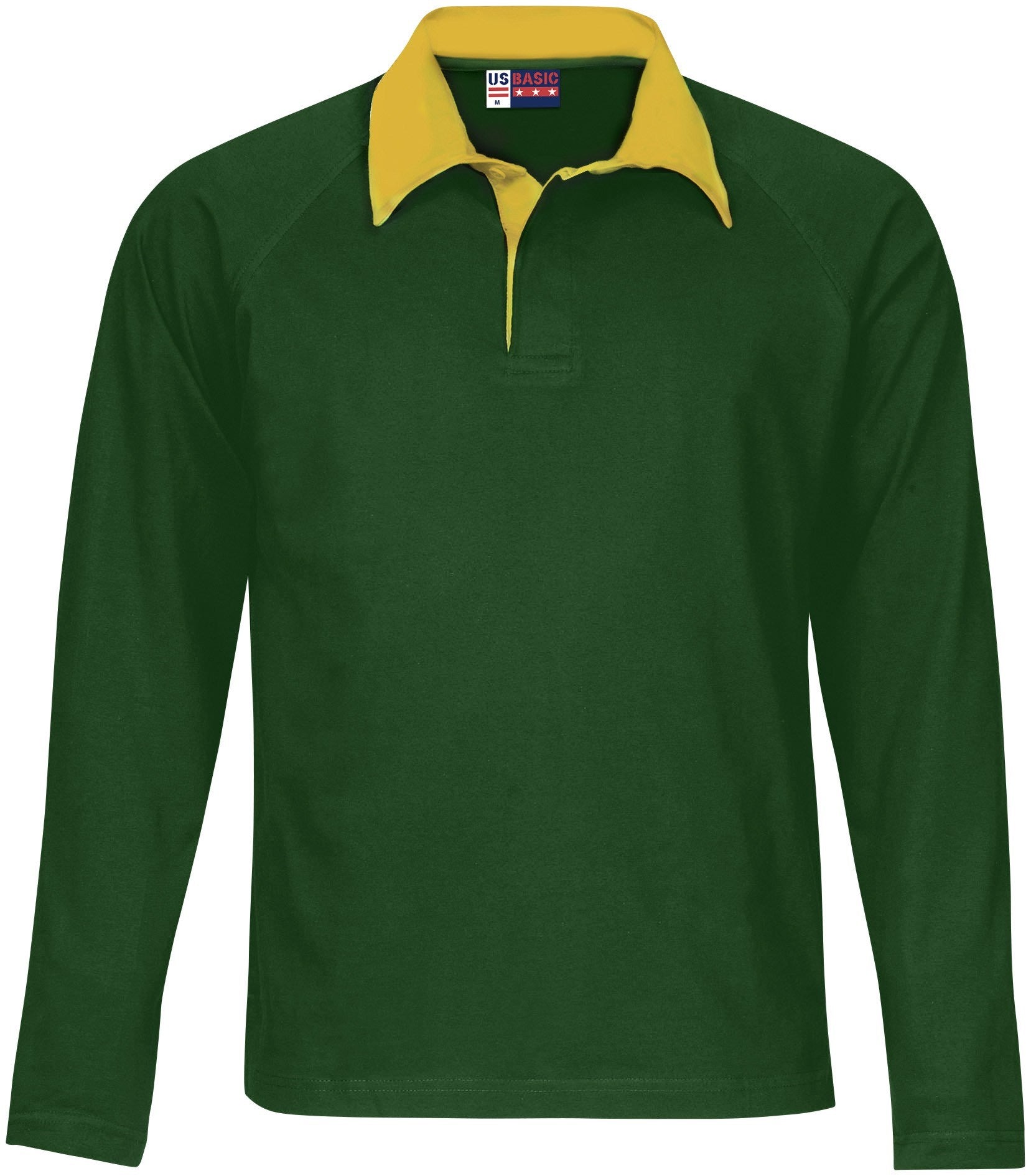Mens Long Sleeve Brisbane Golf Shirt - Red L / Green and Gold / GG