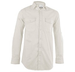 Mens Long Sleeve Inyala Shirt - White Only-2XL-Stone-ST