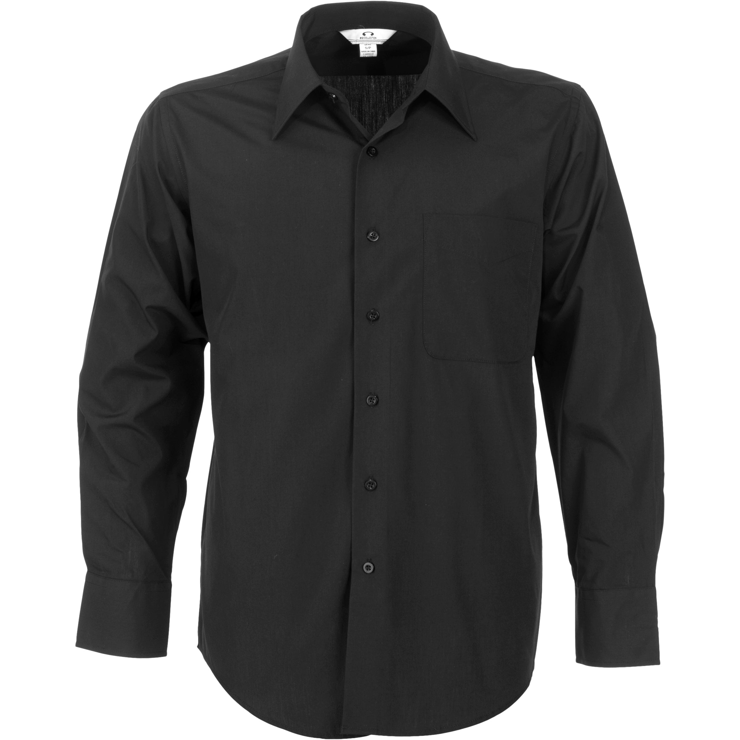 Mens Long Sleeve Metro Shirt - Grey Only-L-Black-BL
