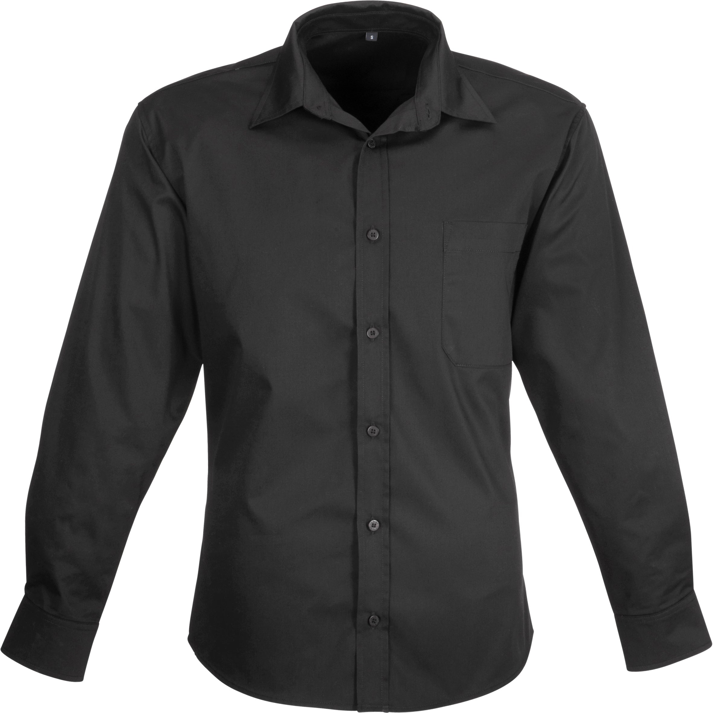 Mens Long Sleeve Milano Shirt-2XL-Black-BL