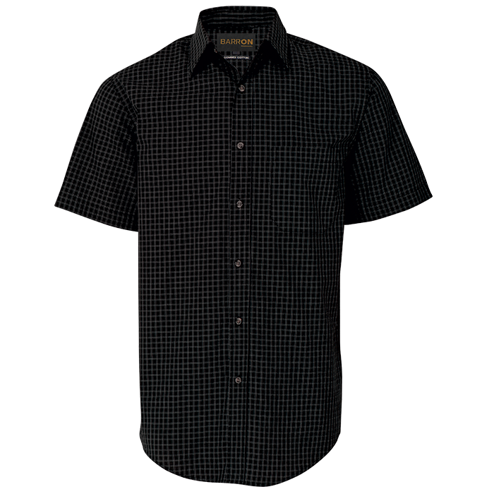 Mens Pioneer Check Lounge Short Sleeve Black / SML / Regular - Shirts-Corporate