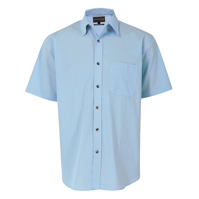 Mens Pioneer Check Lounge Short Sleeve Sky Blue / SML / Last Buy - Shirts-Corporate
