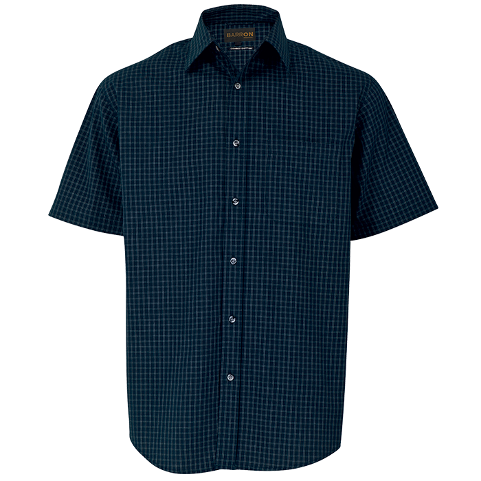 Mens Pioneer Check Lounge Short Sleeve Navy / SML / Regular - Shirts-Corporate