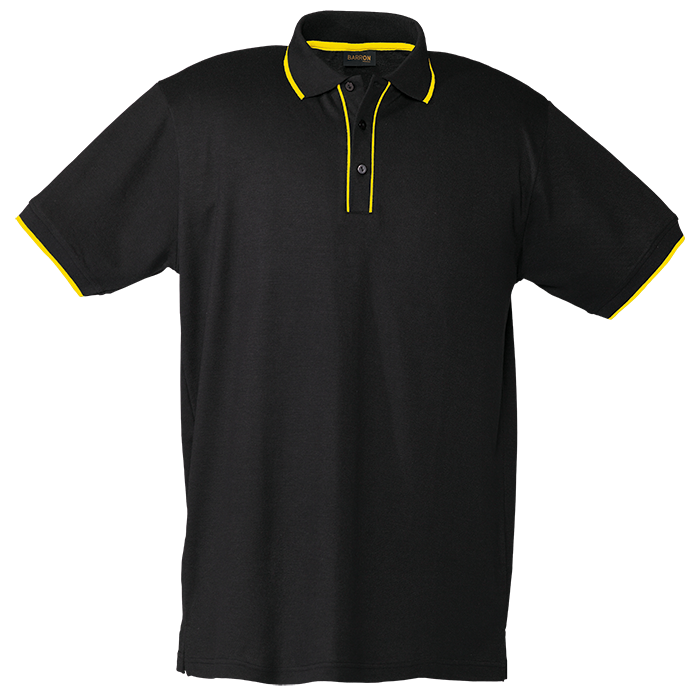 Mens Piping Golfer Black/Yellow / SML / Regular - Golf Shirts