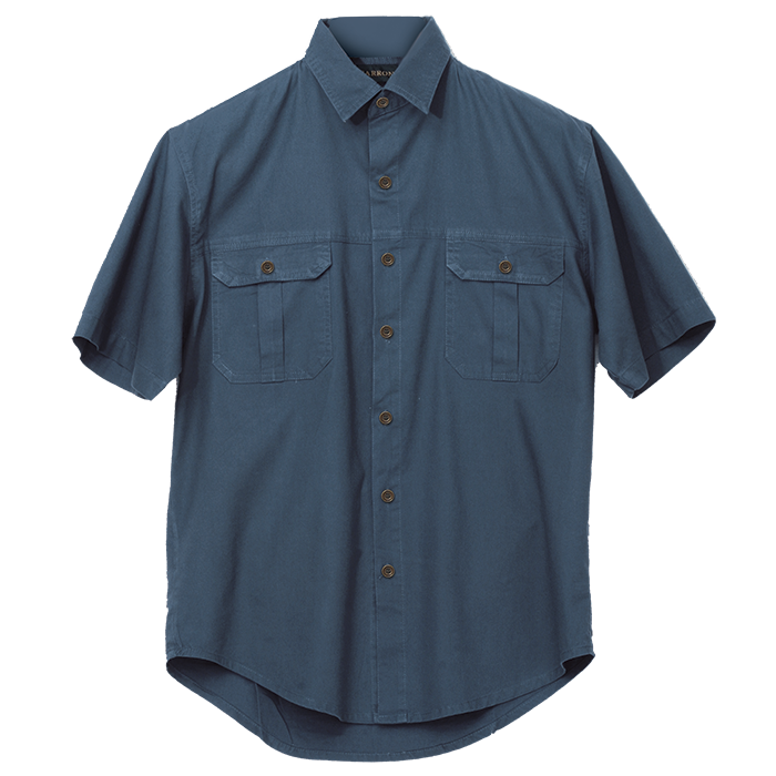 Mens Plain Bush Shirt Airforce Blue / 2XL / Regular - Shirts-Outdoor