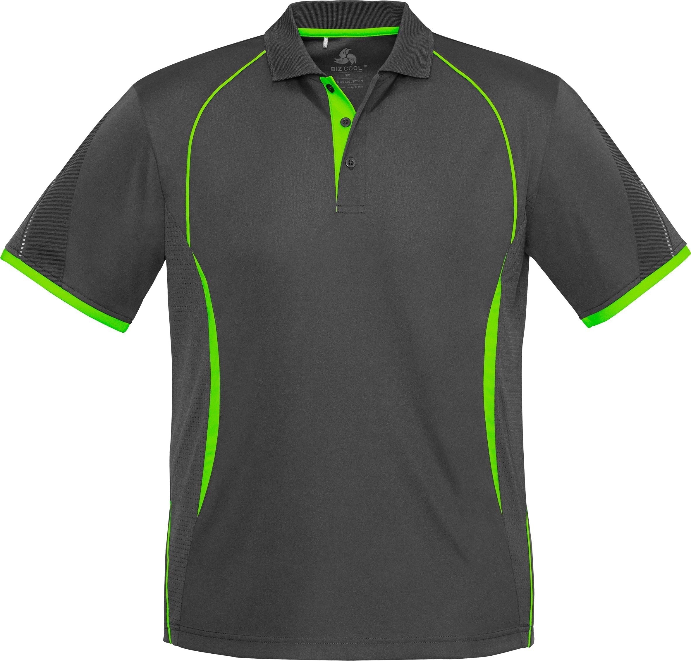 Mens Razor Golf Shirt-2XL-Grey with Lime-GYL