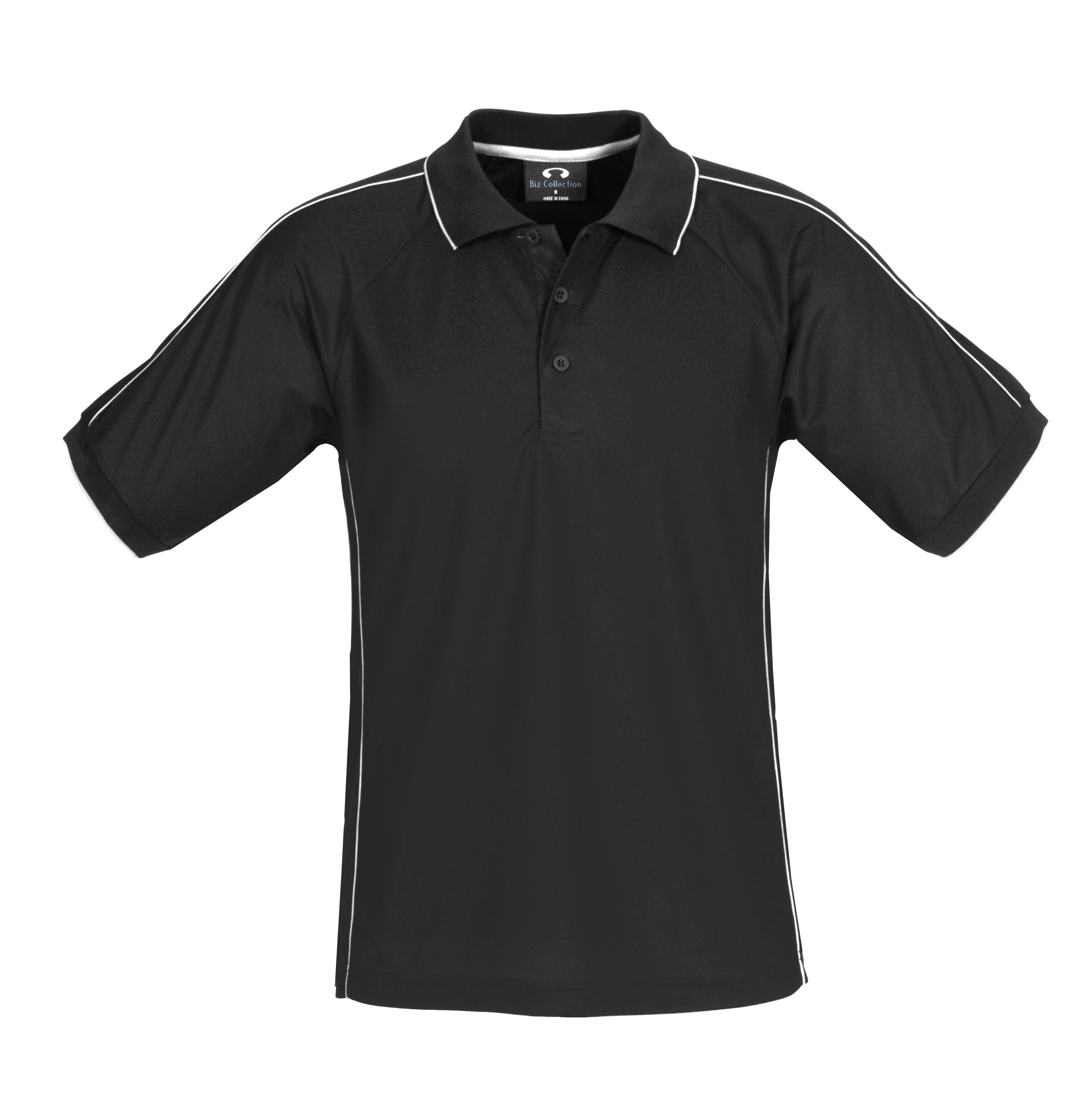 Mens Resort Golf Shirt - White Only-2XL-Black-BL