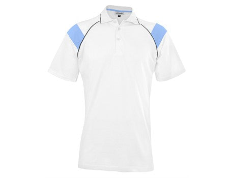 Mens Score Golf Shirt - White Light Blue Only-