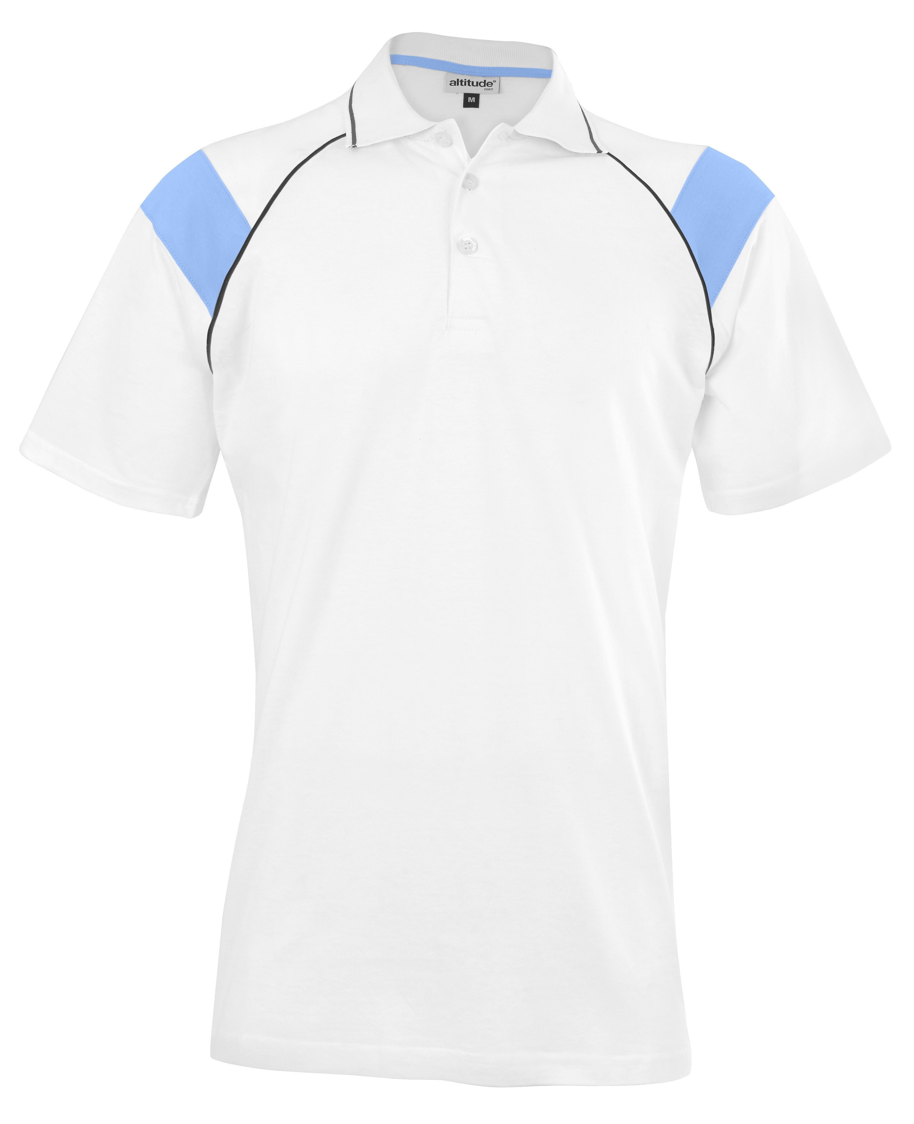 Mens Score Golf Shirt - White Light Blue Only-2XL-White With Light Blue-WLB